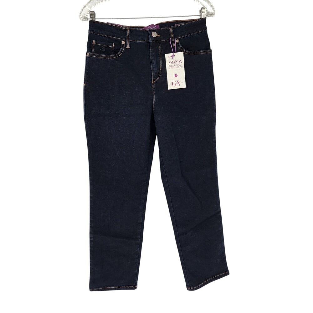 Gloria Vanderbilt Amanda Jeans 8P Short Rinse Noir Dark Wash Slimming NWT